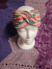Crochet Headband multicolor with a twist knot top 