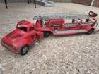 1950's Tonka Pressed Steel MFD Hydraulic Arial Ladder FireTruck No 5 Orig.Paint