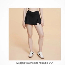 Blogilates Women's XL Criss Cross Slit High-Rise Skort - Jet Black