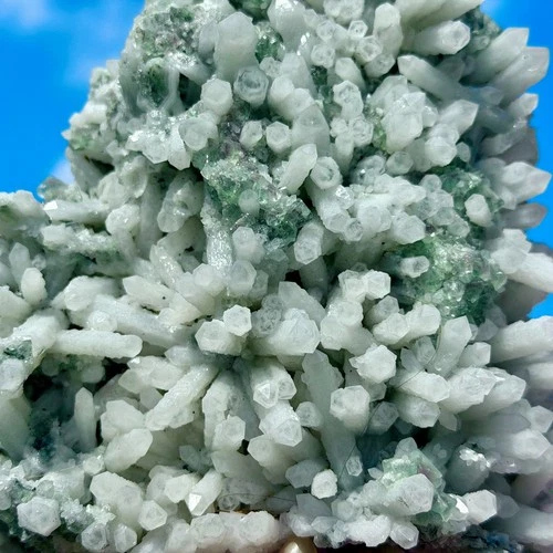 3.14LB Natural Candle Crystal with Green Fluorite Gem Quartz Cluster Specimens