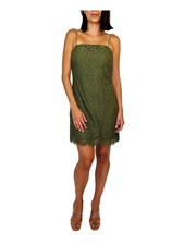 TRIXXI Womens Shift Above The Knee Dress Green Spaghetti Strap Lined Juniors M