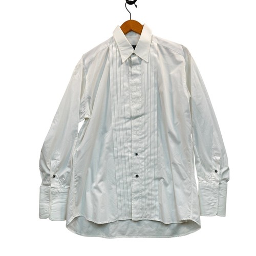 VTG Gitman Bros Mens 16/32 White Pleated Bib Tuxedo Shirt French Cuff Made USA