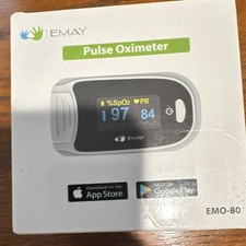 EMAY EMO-80 Pulse Oximeter, Digital Display, Smartphone Compatible, Black/White