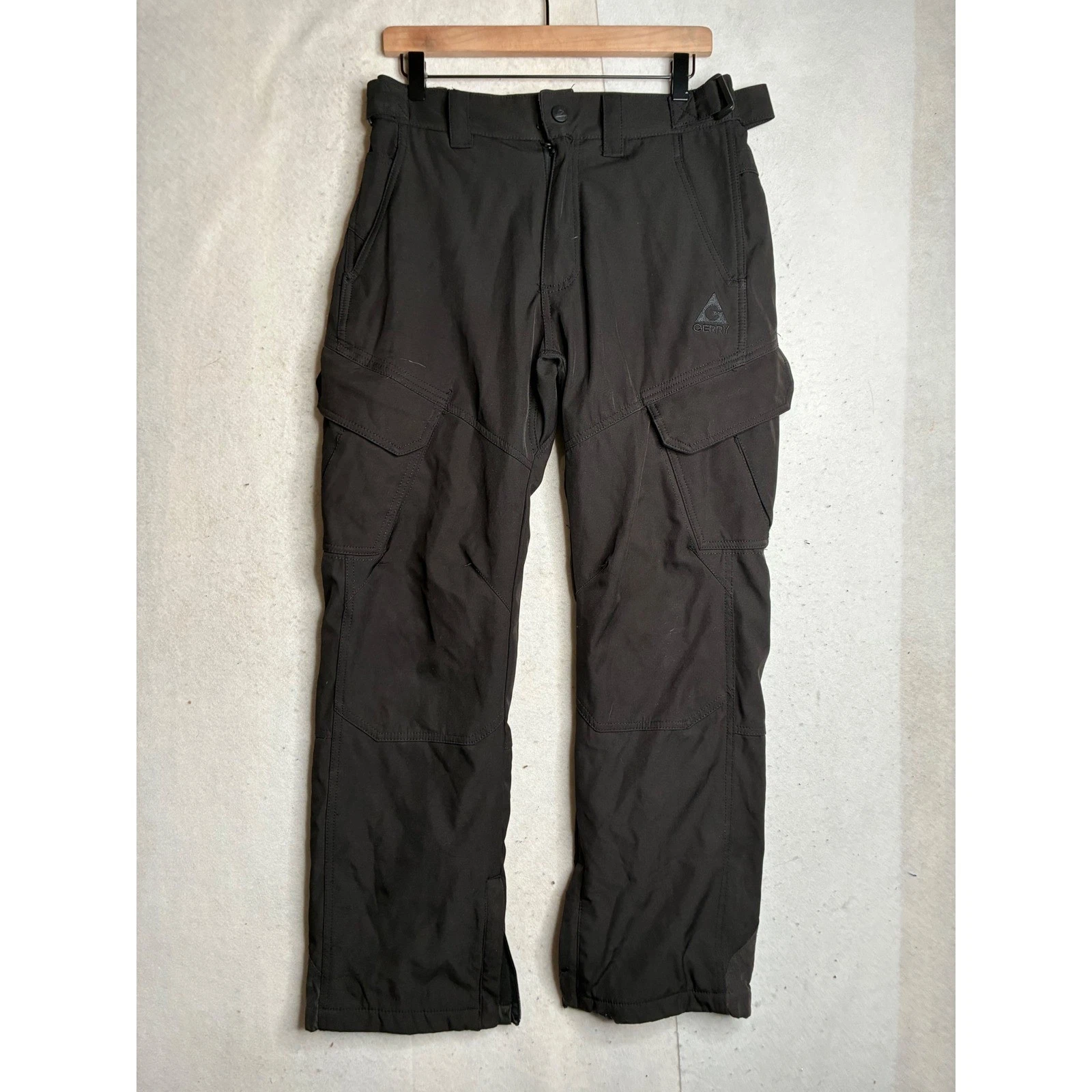 Gerry Mens Black Fleece Lined Snow Cargo Pants Softshell Ski Hike Small 30x31