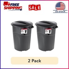2 pack Hyper Tough 32 Gallon Heavy Duty Injection Molded Trash Can with Click