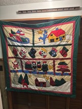 Vintage Christmas Hand Quilted Wall Hanging Or Throw 50 X 60