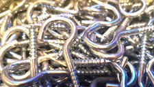 LONG SCREW IN HOOKS Bright Zinc Plated Steel Heavy Duty Hanging Hooks. Qty 100.