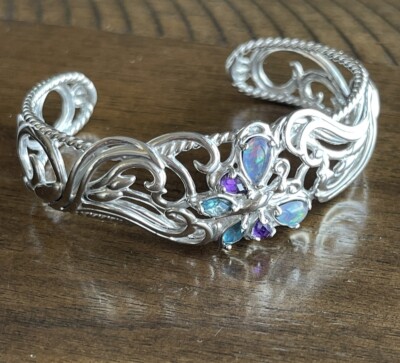 Carolyn Pollack 925 Silver Opal Amethyst Blue Topaz Butterfly