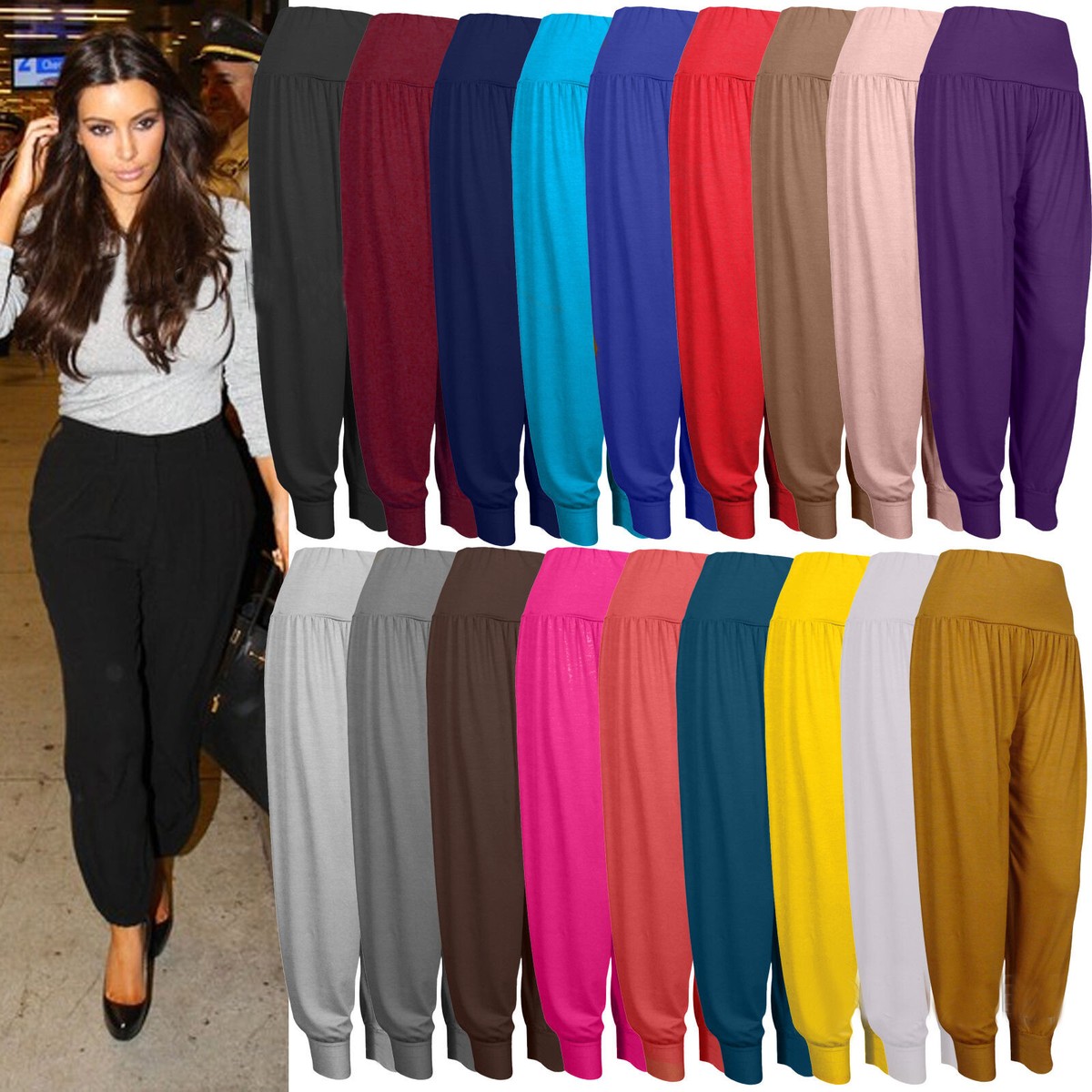 Pirate Pants Women New Ladies - Baggy Ali Baba Lagenlook Leggings, Plain Casual Trousers Harem Pants - Foto 3