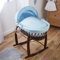4baby Blue Shooting Star Dark Wicker Baby Boys Moses Basket & Rocking Stand 4baby Blue Shooting Star Dark Wicker Baby Boys Moses Basket & Rocking Stand