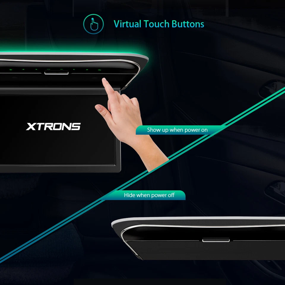 11.6" Screen Car TV Roof Flip Down Monitor Video Player HDMI USB +2X Headphones - Image 3 of 4