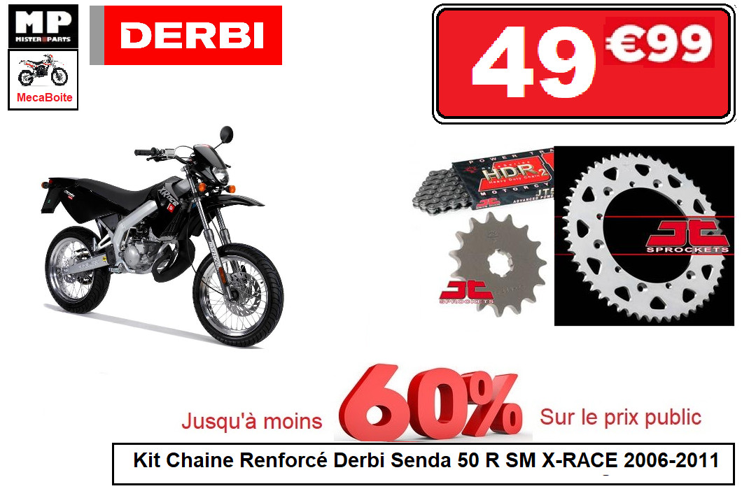 Kit chaine 420 Senda 50 SM X-RACE 2006-2011 avec pignon 11 et couronne 53 dents