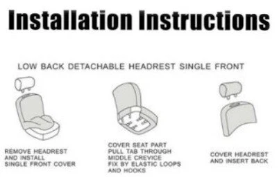 Coprisedili Anteriori Auto Universali Eco Pelle Nero Set Copri Sedili Similpelle - Immagine 4 di 4