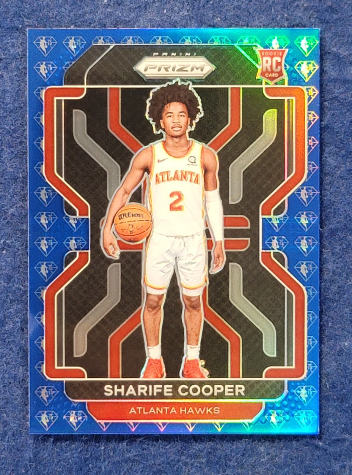 2021-22  PRIZM BASKETBALL SHARIFE COOPER NBA 75TH ANNIVERSARY BLUE PRIZM #280 SP