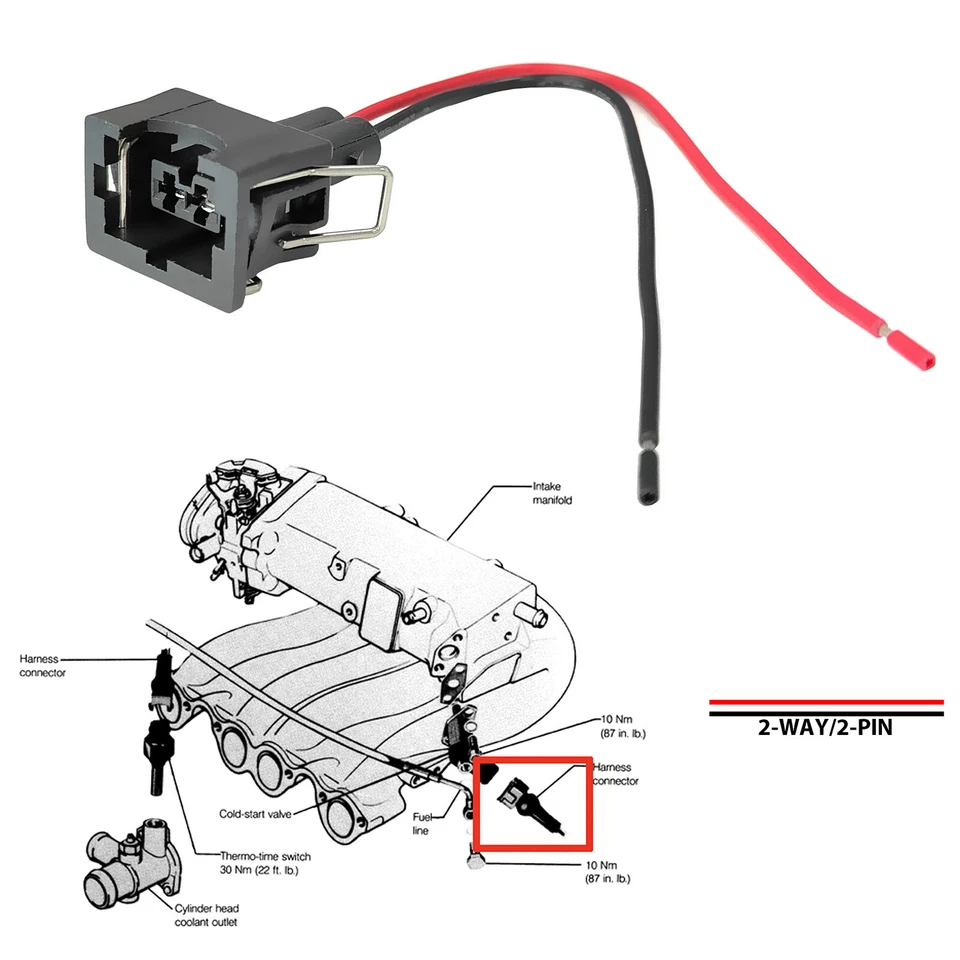2pcs EV1 Fuel Injector Cold Start Valve Connector Plug For VW Audi Seat Skoda - Image 4 of 4
