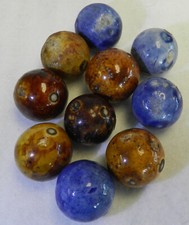  17512m .84 to .92 Inches Vintage Group of 10 German Handmade Bennington Marbles