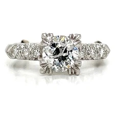 Antique Diamond Engagement Ring 1.00ct Old European Cut Diamond Removable Sizer