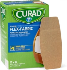 Medline CURAD Flex-Fabric Adhesive Bandages X-Large 2x4 50 Count