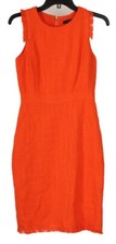 J. Crew Women’s Dress 0 Orange Sheath Sleeveless Lined Pockets Fringe Knit