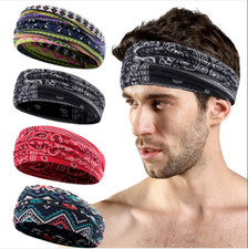 Men Women Sports Sweatband Headband Moisture Wicking Workout Head Band Hairband