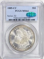 1885-CC PCGS MS64 CAC Morgan Silver Dollar 21888705