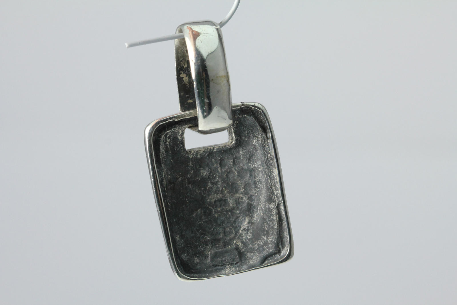 925 SS Large Rectangular Ribbed Pendant with D-Ri… - image 13