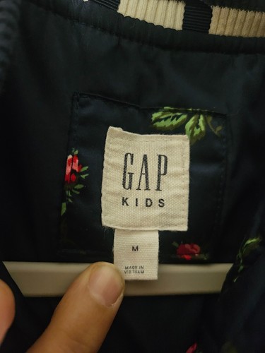 GAP Kids Satin Navy and Pink Floral Bomber Jacket Medium - Picture 5 of 7