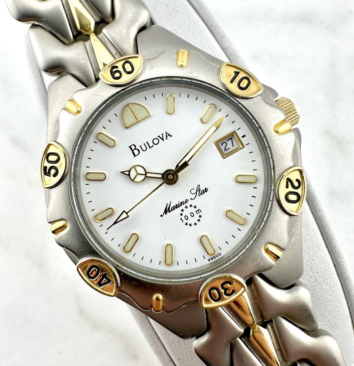 BULOVA TITANIUM 100m メンズ　腕時計 Rare Bulova Mens Full Titanium Marine Star Watch 98G00 Wrist