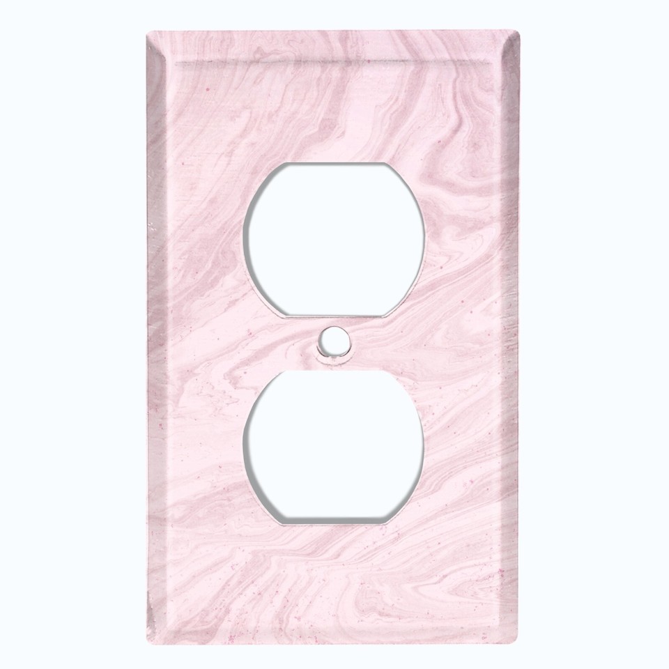 Metal Light Switch Cover Wall Plate Kitchen Marble Pink Pattern Tile ...