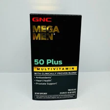 GNC Mega Men 50 Plus Multivitamin  Pack of 120 Tablets Free Ship Expiry 04/27