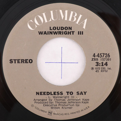 Loudon Wainwright III   Dead Skunk / Needless To Say - 45 rpm Vinyl 7'' Single