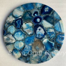 24” Blau Achat Table Top Marmor Center Tisch Handgefertigt Heim Möbel