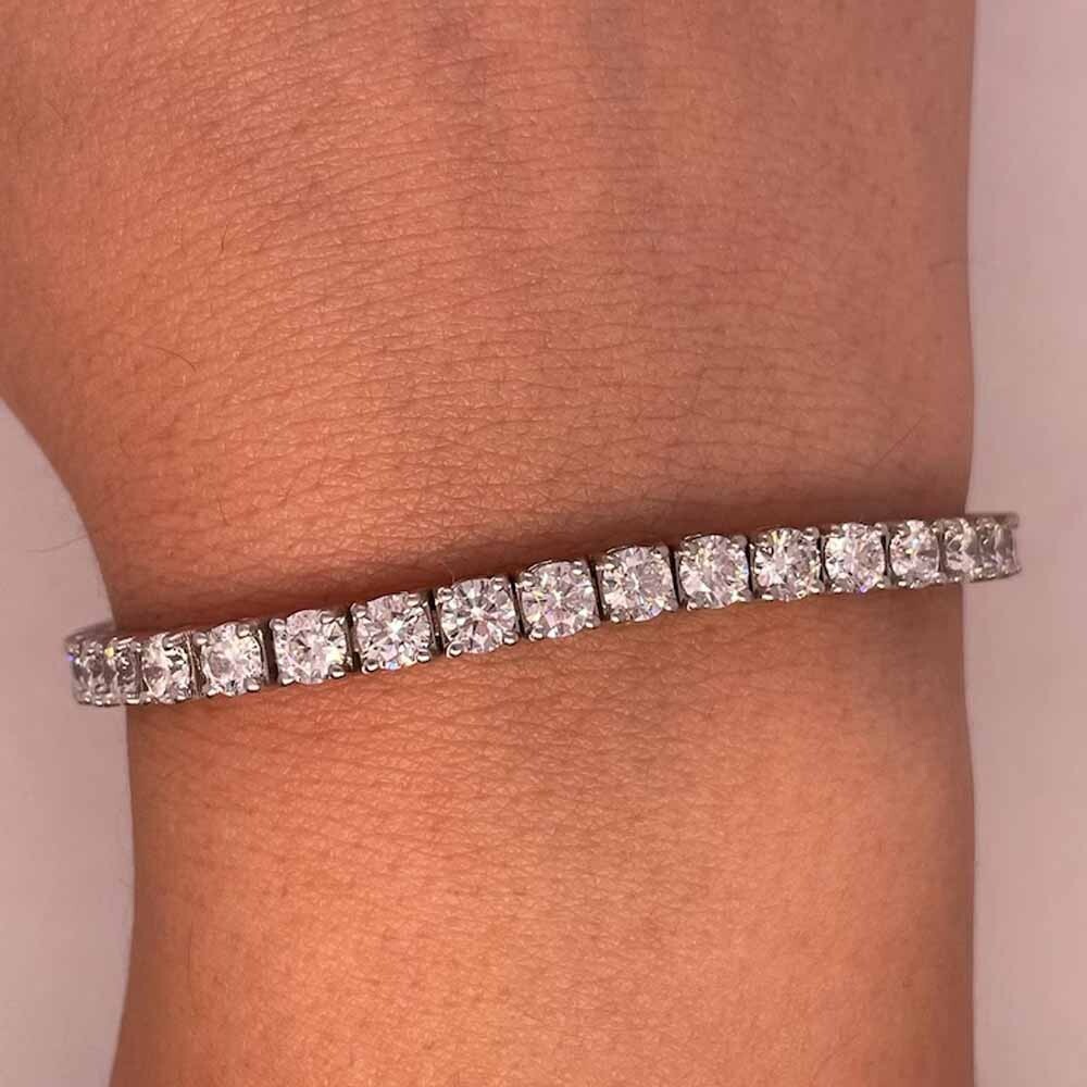 Round Cut VVS1 Moissanite Tennis Bracelet in 14K White Gold Plated for Men & Women