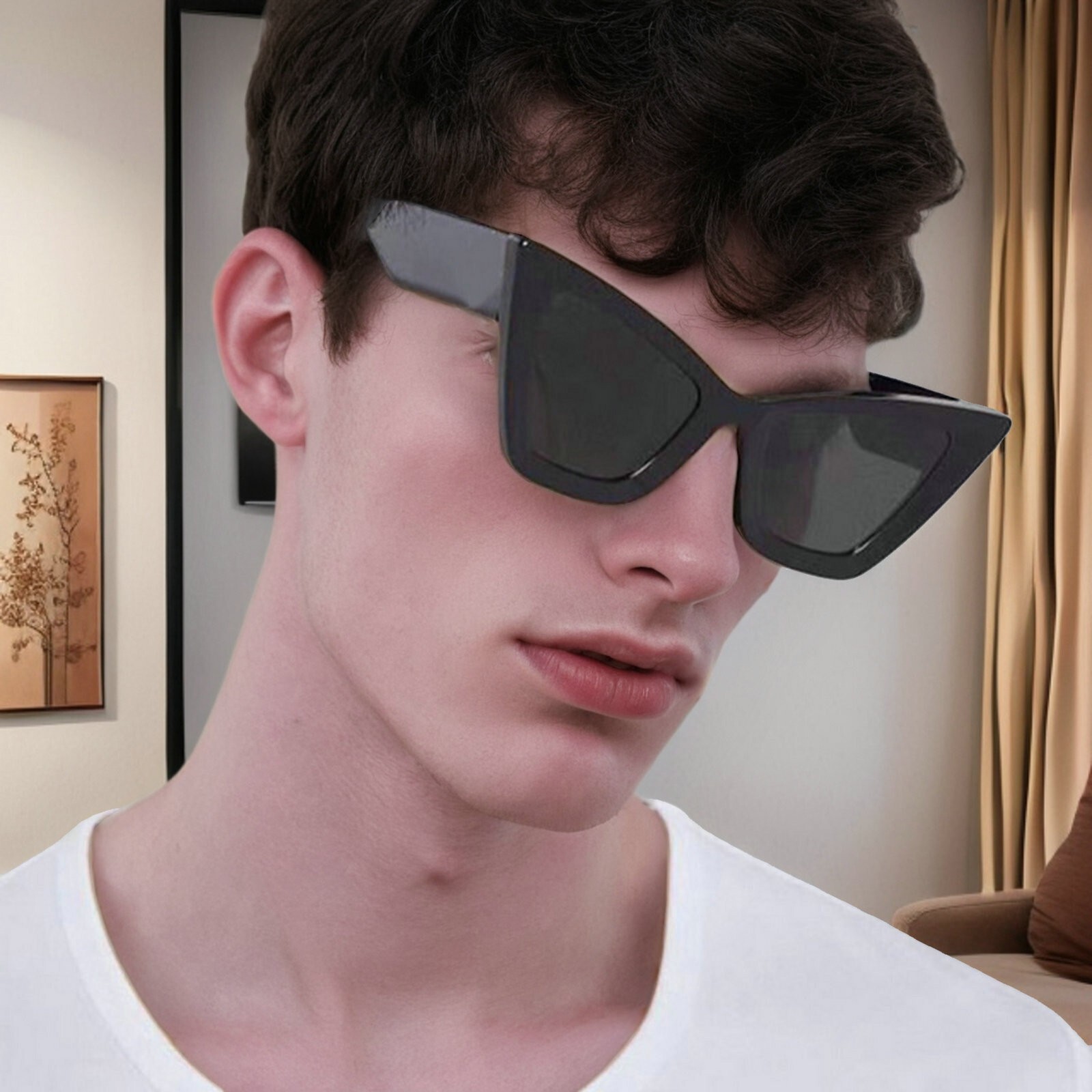 Trendy Vintage Oversized Cat Eye Sunglasses for Men and Women-image