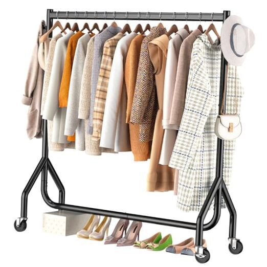 Heavy Duty 48-Inch Rolling Clothes Rack Holds 420 Lbs Black-image