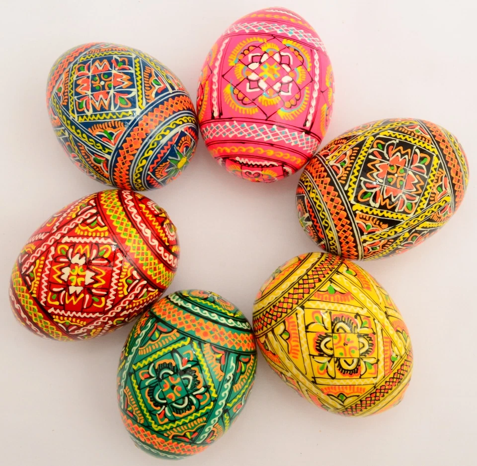 6 Wooden Ukrainian Pysanky Pysanka Easter Painted Eggs. Highest quality! - Image 2 of 4