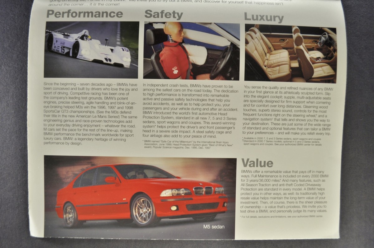 2000 BMW Brochure X5 Poster Z3 Z8 M Roadster 328Ci Convertible
