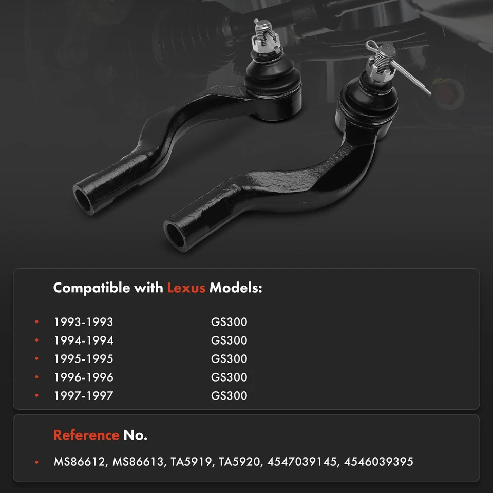2Pcs Front Left & Right Outer Tie Rod End for Lexus GS300 1993-1997 4547039145 - Imagem 2 de 4