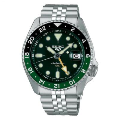 Seiko 5 Sports SBSC019 Green Dial SKX Sports Style GMT Automatic Men Watch New