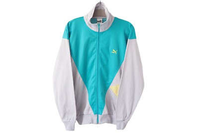 Vintage PUMA Track Jacket Full Zip Size L blue/gray 90s classic sport windbreake