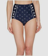  95 Unique Vintage Women's Blue High-Waist Bikini Print Bottom Swimwear Size S