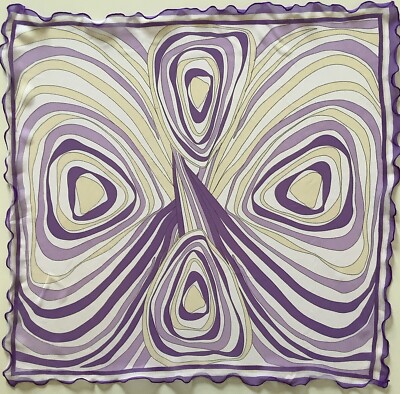 66 A Wellenkante Streifen Design 24 Zoll Quadrat Vintage Seide Mix Chiffon Schal