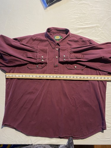 Cabelas Outdoor Gear 1/4 Botón Pull Over Camisa Algodón Hombre’s 2XL Lona Borgoña - Imagen 8 de 9