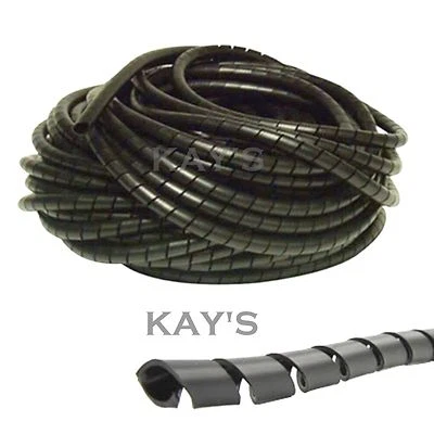 SPIRAL CABLE WRAP TIDY HIDE BANDING LOOM ~ PC,TV,HOME CINEMA,WIRE MANAGEMENT