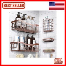 Luxurious 5-Pack Rustproof Stainless Steel Shower Caddy Set   Effortless No-D...