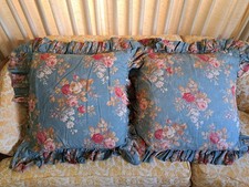 2 Ralph Lauren Sinclair Rose Floral Ruffle Accent Throw Pillows European Square