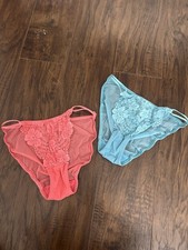 Victoria's Secret Floral Lace Mesh Sheer Bikini Panties 2-Pack