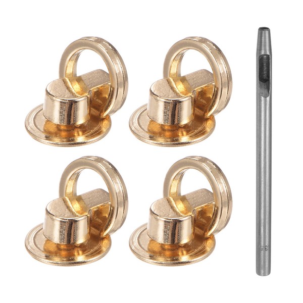 4Stk Metall-Nieten 12Mm D-Ring-Knopfnieten Mit 3,5Mm Lederlochstanze, Goldfarben-image