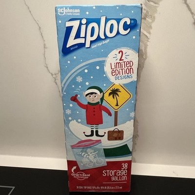 Ziploc 35/38 Gallon Storage Bags 2 Winter Holiday Limited Edition Elf Raccoon