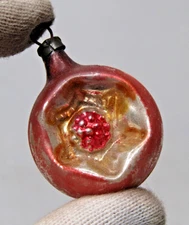 Antique Glass Embossed Bumpy Berry Indent Mini Feather Tree Christmas Ornament